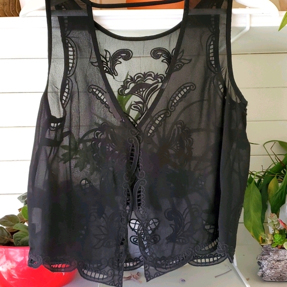 Gorgeous sheer detailed slightly open back top - Picture 2 of 3